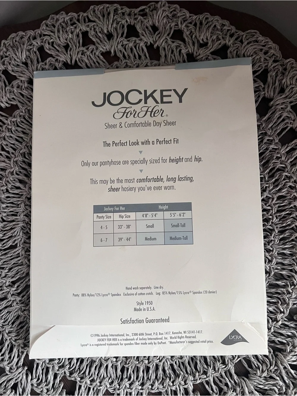 NEW Jockey For Her Sheer Day Pantyhose - Antique White Medium Tall